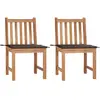 vidaXL Chaises de jardin 4 pcs avec coussins Bois de teck massif