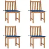 vidaXL Chaises de jardin 4 pcs avec coussins Bois de teck massif