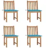 vidaXL Chaises de jardin 4 pcs avec coussins Bois de teck massif