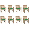 vidaXL Chaises de jardin lot de 8 avec coussins vert Bois teck massif