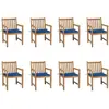 vidaXL Chaises de jardin 8 pcs avec coussins bleu royal Bois de teck