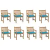 vidaXL Chaises de jardin 8 pcs avec coussins bleu Bois de teck massif