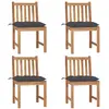 vidaXL Chaises de jardin 4 pcs avec coussins Bois de teck massif