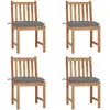 vidaXL Chaises de jardin 4 pcs avec coussins Bois de teck massif