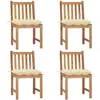 vidaXL Chaises de jardin 4 pcs avec coussins Bois de teck massif