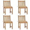 vidaXL Chaises de jardin 4 pcs avec coussins Bois de teck massif