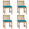 vidaXL Chaises de jardin 4 pcs avec coussins Bois de teck massif