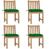 vidaXL Chaises de jardin 4 pcs avec coussins Bois de teck massif