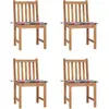 vidaXL Chaises de jardin 4 pcs avec coussins Bois de teck massif