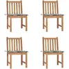 vidaXL Chaises de jardin 4 pcs avec coussins Bois de teck massif