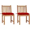 vidaXL Chaises de jardin 4 pcs avec coussins Bois de teck massif