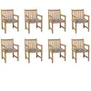 vidaXL Chaises de jardin 8 pcs et coussins carreaux gris Bois de teck