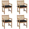 vidaXL Chaises de jardin 8 pcs avec coussins noir Bois de teck solide