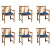 vidaXL Chaises de jardin 6 pcs avec coussins bleu royal Bois de teck