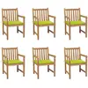 vidaXL Chaises de jardin 6 pcs avec coussins vert vif Bois de teck