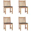 vidaXL Chaises de jardin 4 pcs avec coussins Bois de teck massif