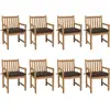 vidaXL Chaises de jardin lot de 8 avec coussins taupe Bois teck solide