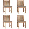vidaXL Chaises de jardin 4 pcs avec coussins Bois de teck massif