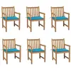 vidaXL Chaises de jardin 6 pcs avec coussins bleu Bois de teck massif