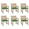 vidaXL Chaises de jardin 6 pcs avec coussins vert Bois de teck massif