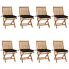 vidaXL Chaises de jardin pliantes avec coussins 8 pcs. Bois massif tec...