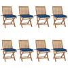 vidaXL Chaises de jardin pliantes avec coussins 8 pcs. Bois massif tec...