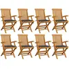 vidaXL Chaises de jardin avec coussins anthracite 8 pcs Teck massif