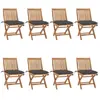 vidaXL Chaises pliables de jardin avec coussins 8 pcs Teck solide