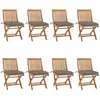 vidaXL Chaises pliables de jardin avec coussins 8 pcs Teck solide