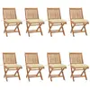 vidaXL Chaises pliables de jardin avec coussins 8 pcs Teck solide