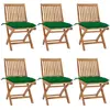 vidaXL Chaises de jardin pliantes avec coussins 6 pcs. Bois massif tec...