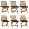 vidaXL Chaises pliables de jardin avec coussins 6 pcs Bois de teck