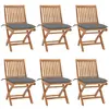 vidaXL Chaises pliables de jardin avec coussins 6 pcs Bois de teck