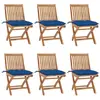 Chaises Pliables De Jardin Avec Coussins Lot De 6 Bois De Teck Vidaxl