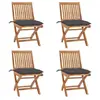vidaXL Chaises pliables de jardin avec coussins 4 pcs Teck solide