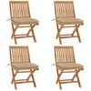 vidaXL Chaises pliables de jardin avec coussins 4 pcs Teck solide
