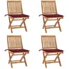 vidaXL Chaises pliables de jardin avec coussins 4 pcs Teck solide