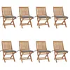vidaXL Chaises pliables de jardin avec coussins 8 pcs Teck solide