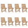 VIDAXL Lot de 8 Chaises Pliables de Jardin avec Coussins, Sièges de Terrasse, Chaises de Salle à Manger, Meubles de Patio Extérieur, Teck Solide