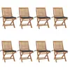 vidaXL Chaises pliables de jardin avec coussins 8 pcs Teck solide