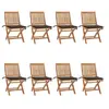 vidaXL Chaises pliables de jardin avec coussins lot de 8 Teck solide