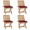 vidaXL Chaises de jardin pliantes avec coussins 4 pcs. Bois massif tec...
