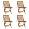 vidaXL Chaises pliables de jardin avec coussins 4 pcs Teck solide