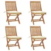 vidaXL Chaises pliables de jardin avec coussins 4 pcs Teck solide