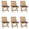 vidaXL Chaises pliables de jardin avec coussins 6 pcs Bois de teck