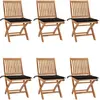 vidaXL Chaises pliables de jardin avec coussins 6 pcs Bois de teck