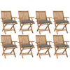 vidaXL Chaises pliables de jardin avec coussins 8 pcs Teck solide
