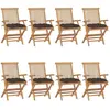 vidaXL Chaises de jardin avec coussins taupe lot de 8 Bois teck massif