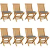 vidaXL Chaises de jardin avec coussins gris 8 pcs Bois de teck massif