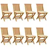 vidaXL Chaises de jardin avec coussins blanc crème 8 pcs Teck massif